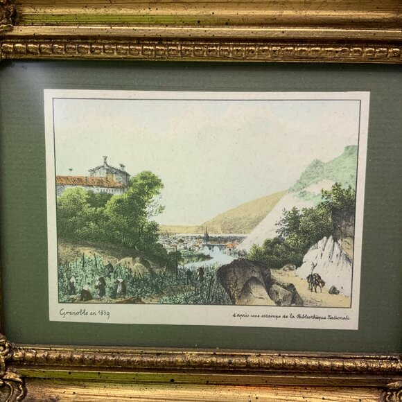 Grenoble en 1819 Landscape Print Vintage Small Antique Style Frame - Picture 2 of 9